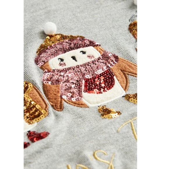 NWT City Chic Evans 22/24 Grey 'Season's Tweetings' Christmas Holiday Sweater - Picture 6 of 11